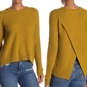 Madewell Province Mustard Yellow Gold Waffle Knit Open Cross Back Pullover S